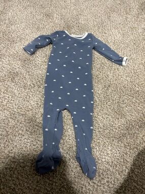 Maniere Child Blue Cloud-Pattern Footed One-Piece